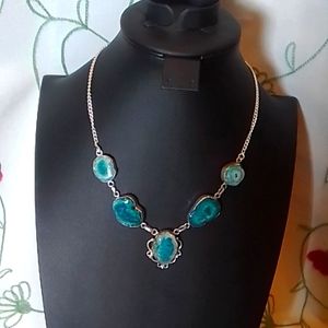 Blue Solar Quartz Necklace Sterling Silver